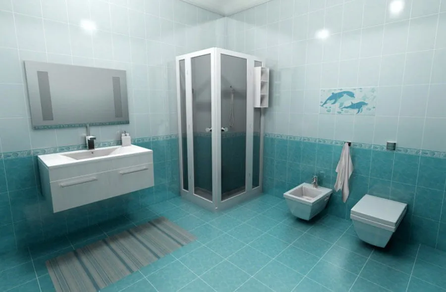 М8630 Аквариум бирюзовый декор левый 20*30, Golden Tile