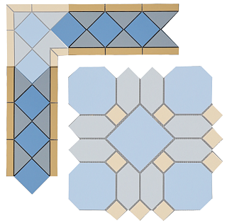 Бордюр метлахской плитки Павловск синий (012/008/015) 30,9х15,8, Keramark (Керамарк)