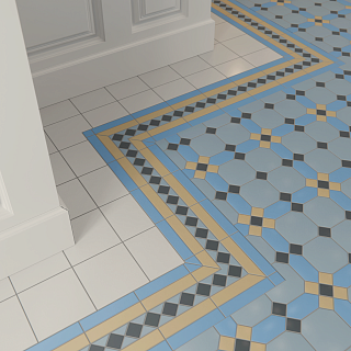 Коллекция метлахской плитки Пушкин голубой 24,7х24,7, Keramark (Керамарк)