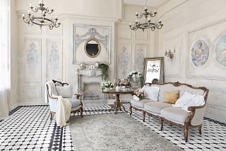 Коллекция метлахской плитки Петергоф белый/черный 29,2х29,2, Keramark (Керамарк)