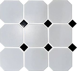 Метлахская плитка Стрельна белый/черный 30х30, Keramark (Керамарк)