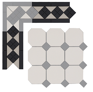 Бордюр метлахской плитки Петергоф кофе с молоком (005/013) 30,9х15,8, Keramark (Керамарк)