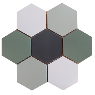 Плитка-гексагон Выборг зеленый микс (001/007/013/022) 29,2х28,1, Keramark (Керамарк)