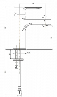 P4CR205ZNKM Смеситель Sonata для раковины без донного клапана хром, Kerama Marazzi