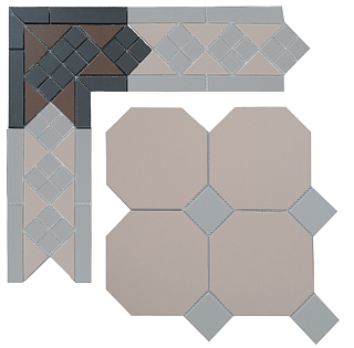 Угловой элемент метлахской плитки Петергоф коричневый с черными вставками (006/013) 23,4х23,4х15,8, Keramark (Керамарк)