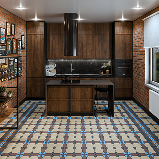 Коллекция метлахской плитки Пушкин кофе с молоком 24,7х24,7, Keramark (Керамарк)