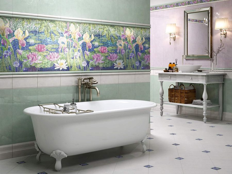 Бордюр SPA016R Сад Моне белый глянцевый обрезной 30x2,5x1,9, Kerama Marazzi (Керама Марацци)