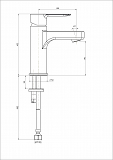 P4YO205ZNKM Смеситель Sonata для раковины без донного клапана матовый черный, Kerama Marazzi