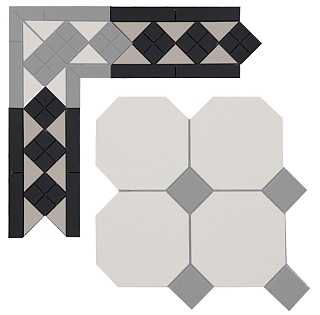 Бордюр метлахской плитки Петергоф кофе с молоком (005/013) 30,9х15,8, Keramark (Керамарк)