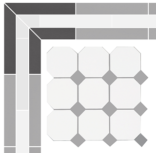 Угловой элемент (окантовка) метлахской плитки Петергоф белый/чёрный (001/013) 7,9х15,4, Keramark