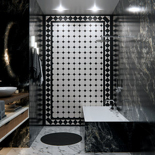 Коллекция метлахской плитки Стрельна белый/черный 30х30 Keramark (Керамарк)