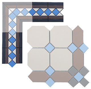 Бордюр метлахской плитки Пушкин кофе с молоком (005/006/008/013) 30,6х16, Keramark (Керамарк)