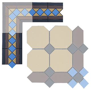 Бордюр метлахской плитки Пушкин горчичный (015/006/012/013) 30,6х16, Keramark (Керамарк)