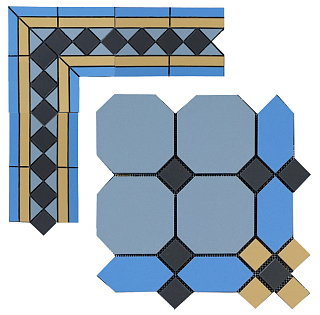 Метлахская плитка Пушкин плитка-модуль голубой (008/012/015/013) 24,7х24,7, Keramark (Керамарк)